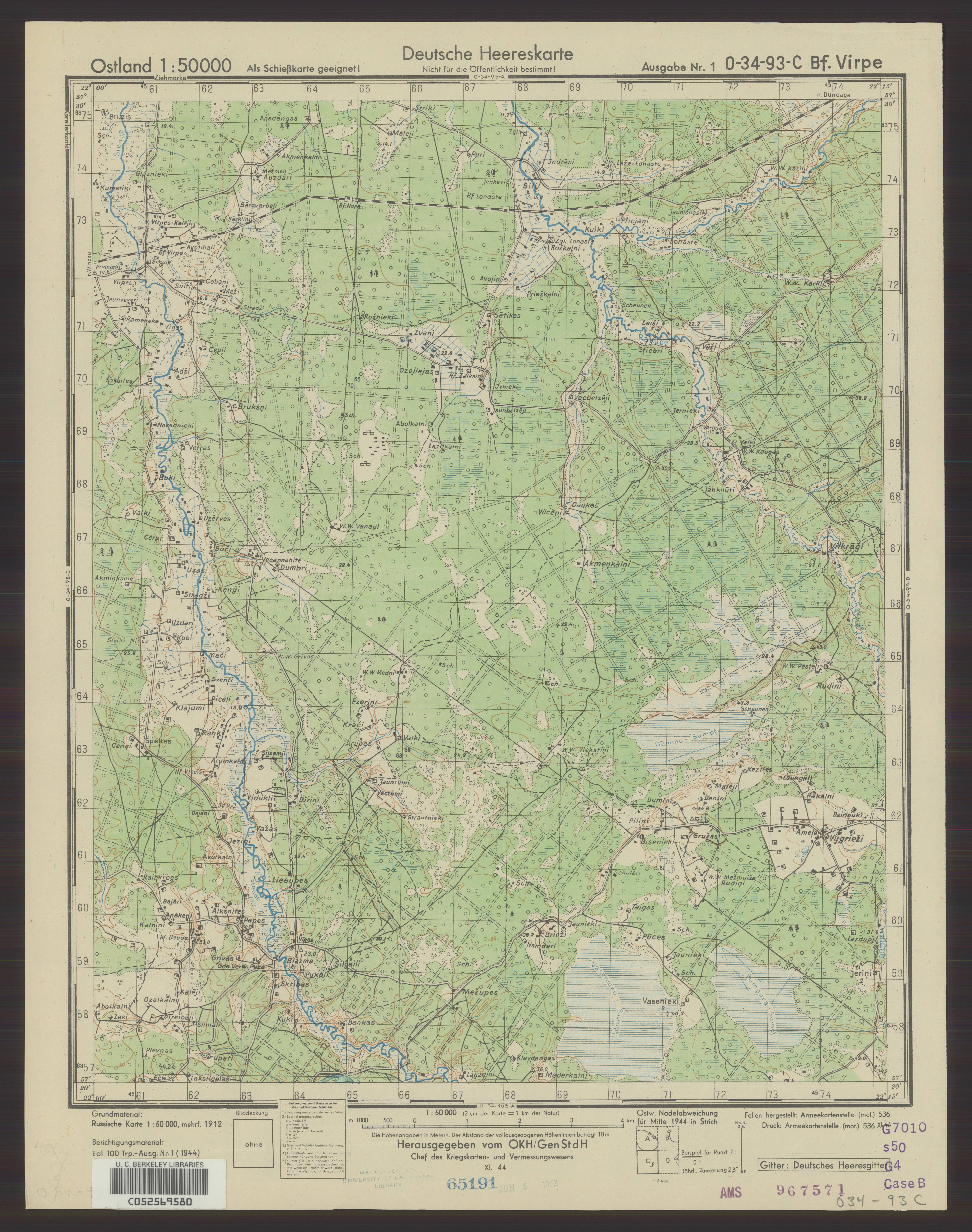 Ostland 50K O 34 93 C Bf. Virpe XI.1944 uniberk C052569580